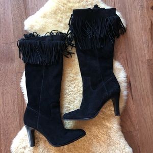 Matisse Black Suede Fringe Boots